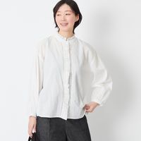 Fanaka/ピンタックとフリルレースの前開きブラウス