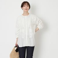 Fanaka/刺繍とレースの前開きブラウス