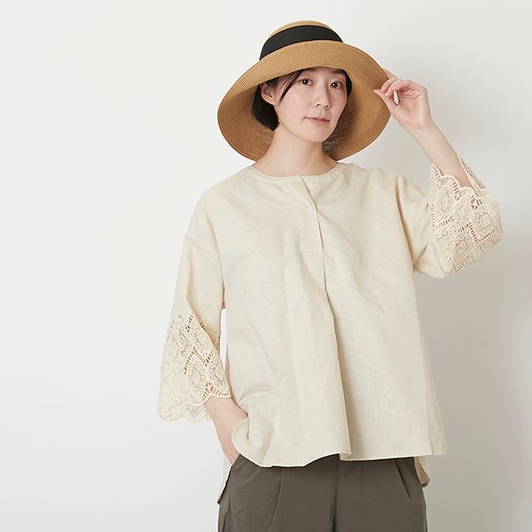 Fanaka/袖レース切り替えブラウス