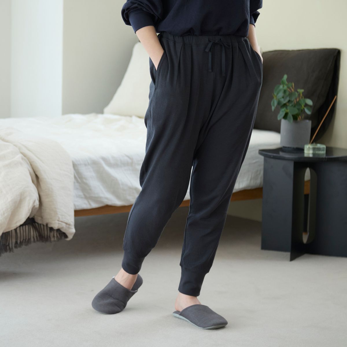 伸びるコットンガーゼのパジャマ兼ルームウェア パンツ