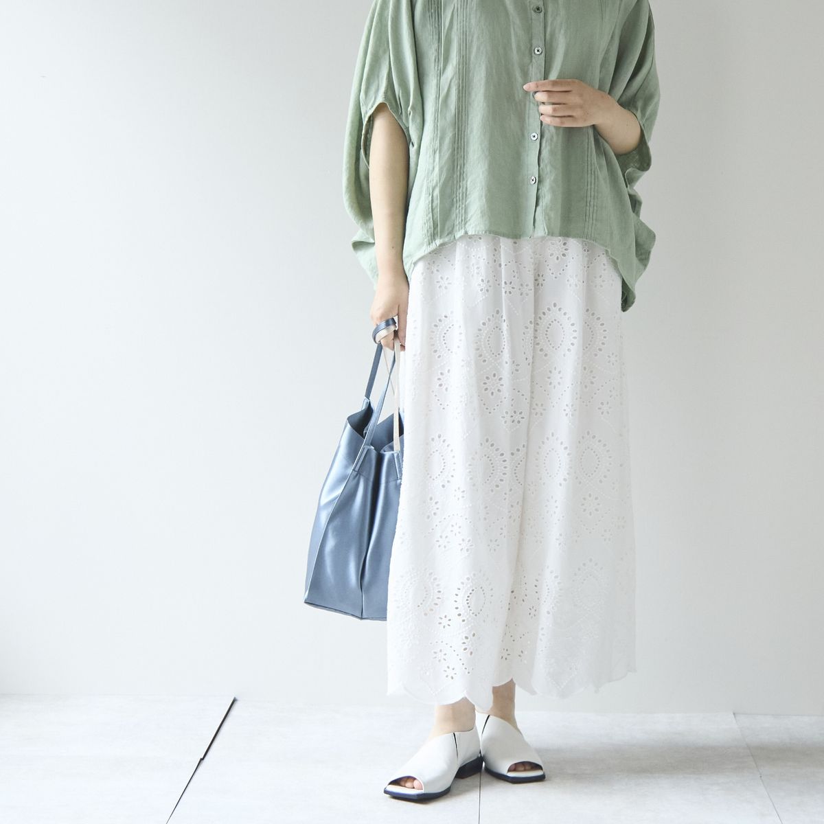 Kilka/スカート見えする綿レースのワイドパンツ