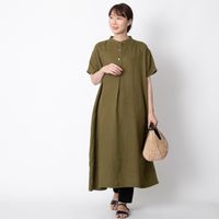 n.o.f.l/リトアニアリネンタック半袖ワンピース