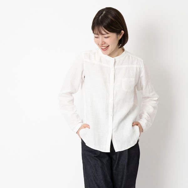 rolca/フレンチリネンスタンドカラーシャツ