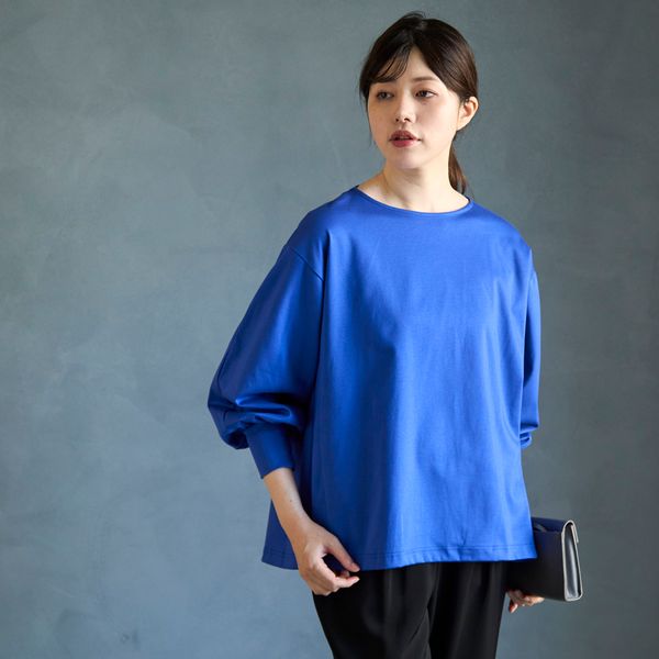 BRILL ポエットスリーブカットソー Kilka/着やせして見えるボリュームスリーブカットソー -光沢感がある綿