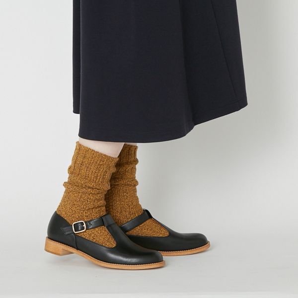 NISHIGUCHI KUTSUSHITA/モヘアウールボーダーソックス S -足入れした