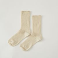 天衣無縫/スーピマ リブソックス ベージュ