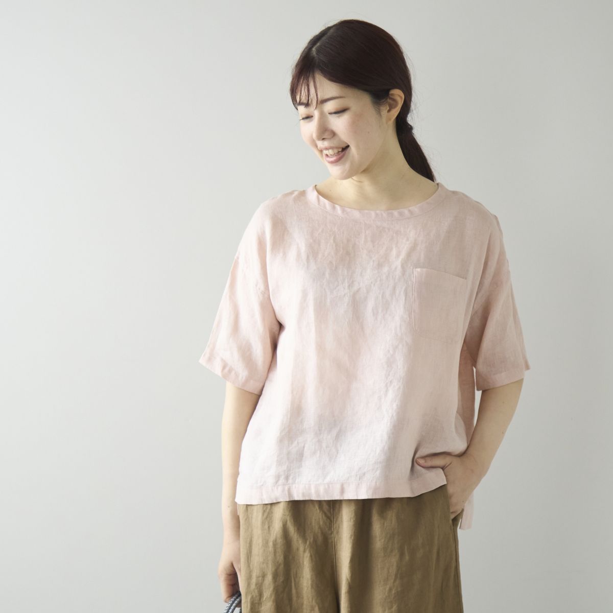DAYS/ポケット付リネンプルオーバー -Tシャツのように着るリネンのプル 