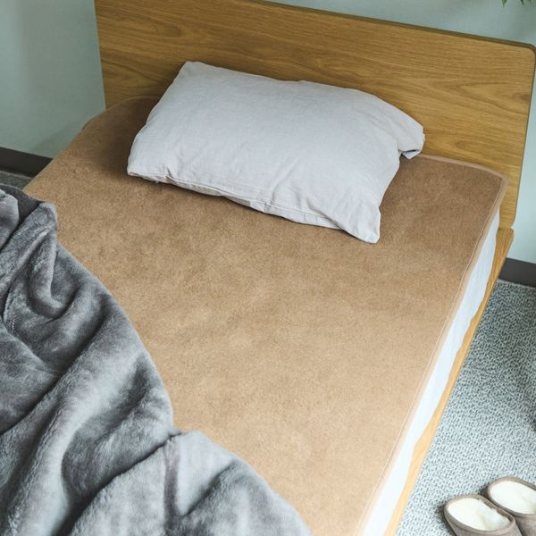 三井毛織/キャメルの洗える国産敷き毛布パット シングル -羊毛の2倍