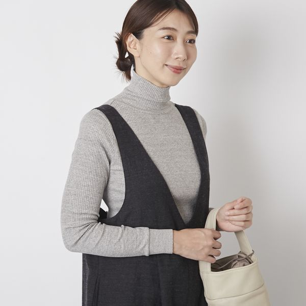 天衣無縫/コットンリブタートルネックカットソー -ほどよくフィット