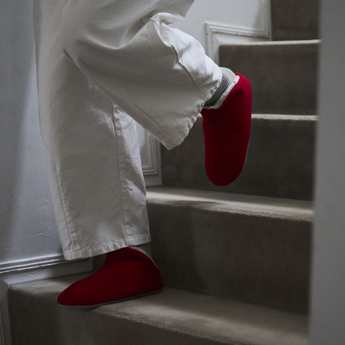 ABE HOME SHOES/帆布のボアルームシューズ