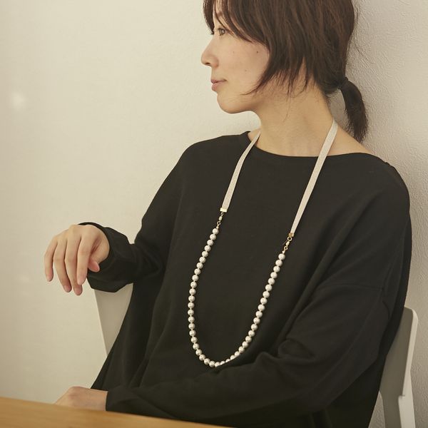 STELLA CIFFON/2wayコットンパールリボンネックレス