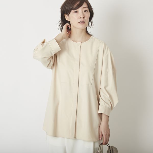 ストレッチブラウスライトグレーM Kilka/あったかストレッチブラウス -ストレッチ性があって動きやすい