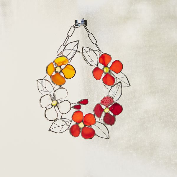 micat glass/ステンドグラスのフラワーリース