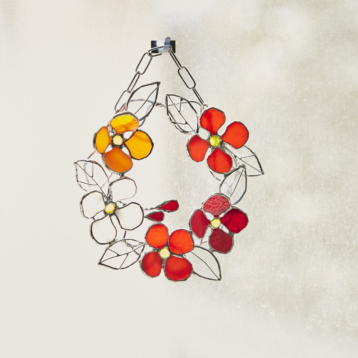 micat glass/ステンドグラスのフラワーリース