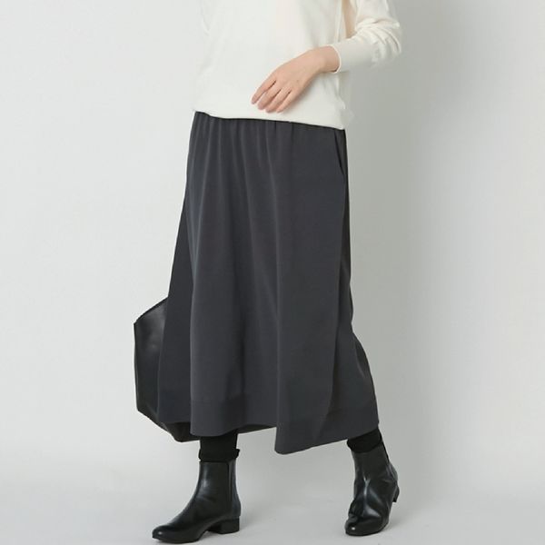 SAIFUKU/のびるニットロングスカート ポケット付き -スカート丈の調整