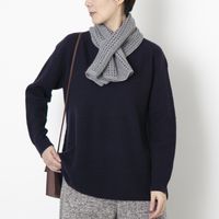 五泉之田中刺繍/刺繍のショートマフラー ストライプ