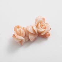 高知の珊瑚ブローチ大　薔薇E