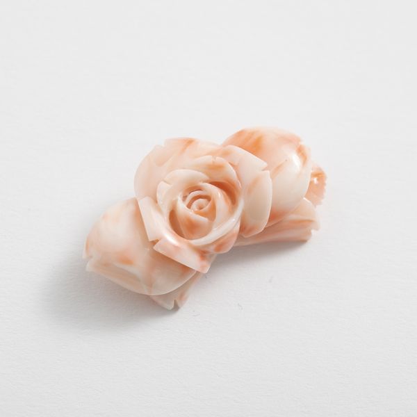 高知の珊瑚ブローチ小 薔薇M -【当店限定】すべて1点もの、高知から