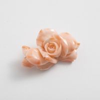 高知の珊瑚ブローチ小　薔薇H