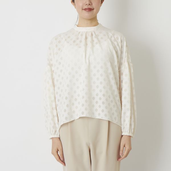 STELLA CIFFON/ジオメトリックシフォンカットジャガードブラウス