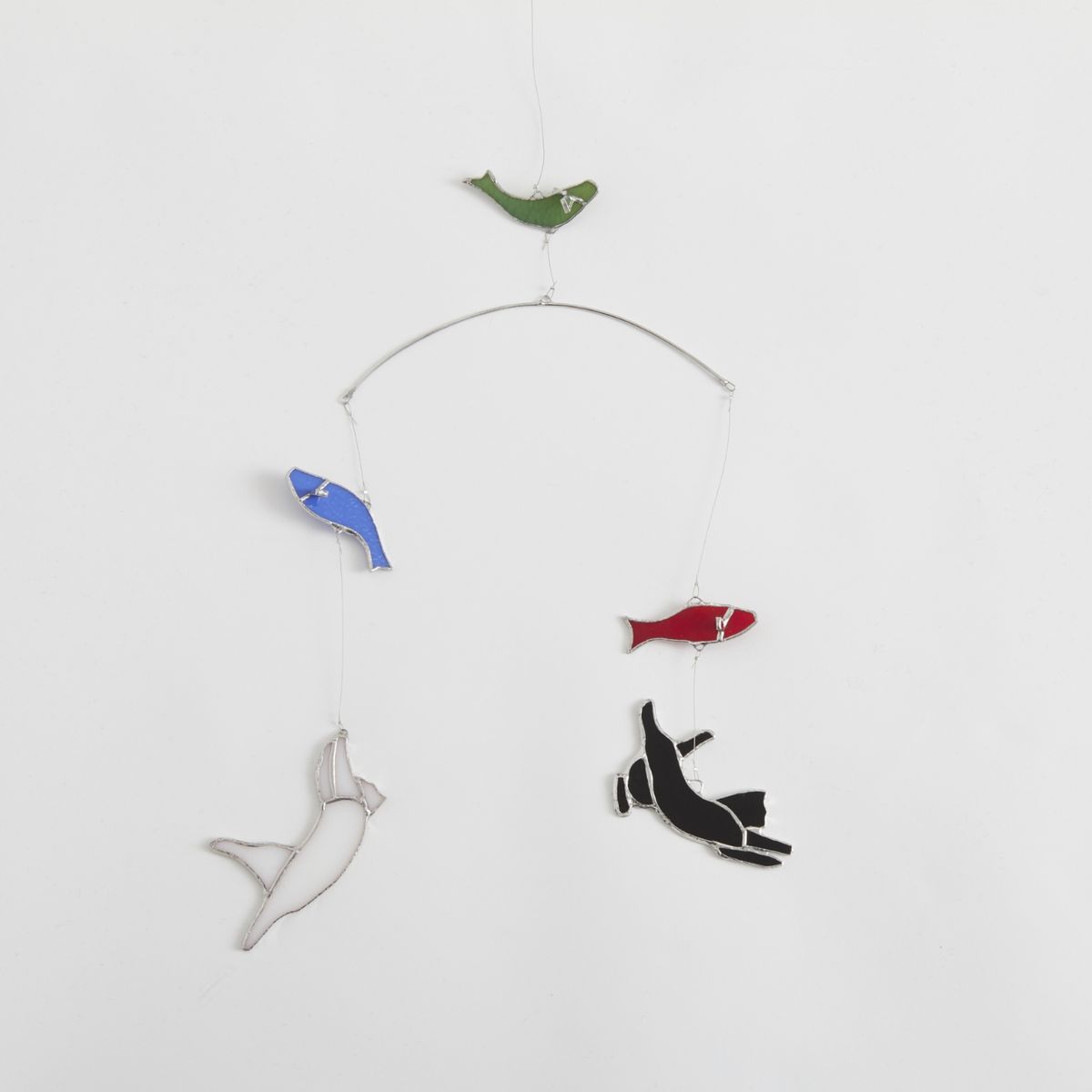 micat glass/鯉のぼりと猫のステンドグラスモビール