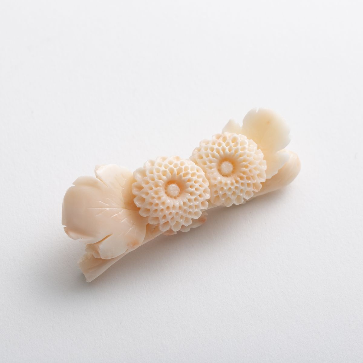 高知の珊瑚ブローチ大　ピンポン菊A