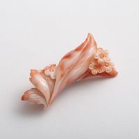 高知の珊瑚ブローチ小　日日草C