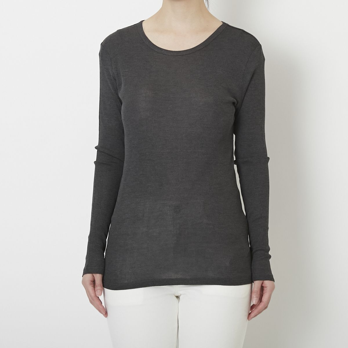 DRESS HERSELF/シルクリブクルーネックカットソー