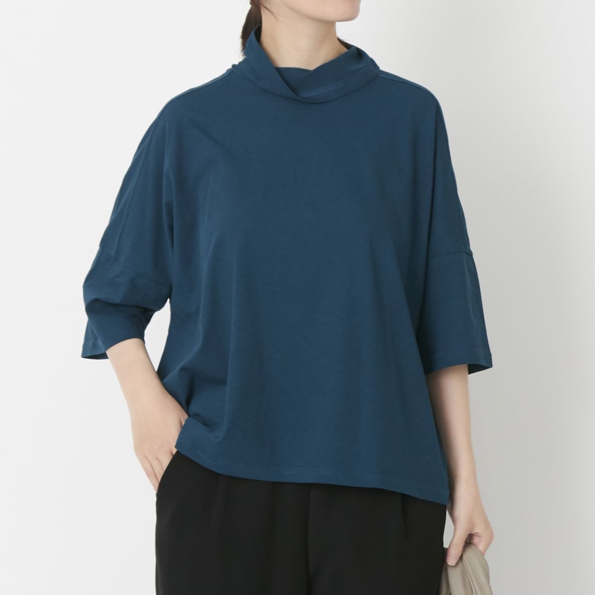 rolca/強撚5分袖オフタートル