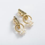 Ouca/編み玉淡水パールの2wayイヤリング