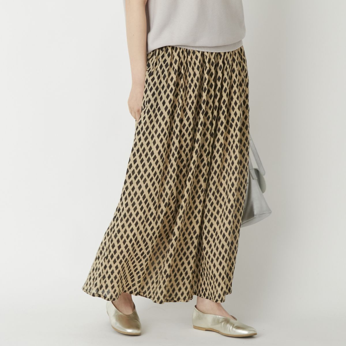 Fanaka/モノトーンプリント　クリンクルパンツ