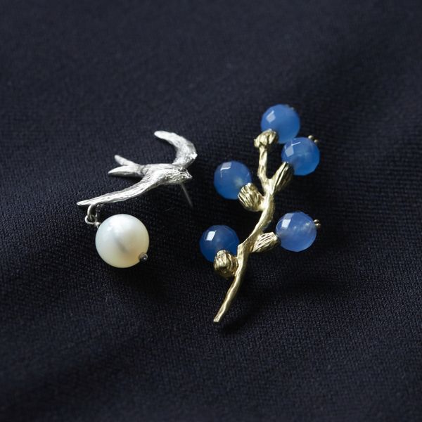 sasakihitomi/ピンブローチ2個セット　つばめと小枝