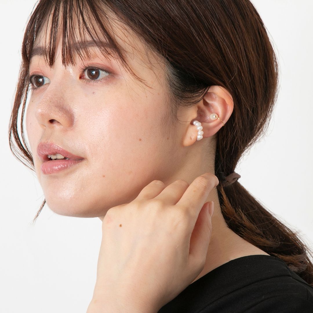 STELLA CIFFON/2個セットの淡水パールイヤーカフ