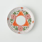 与山窯 桔梗渕4.5寸皿 色絵三方富士菊花文
