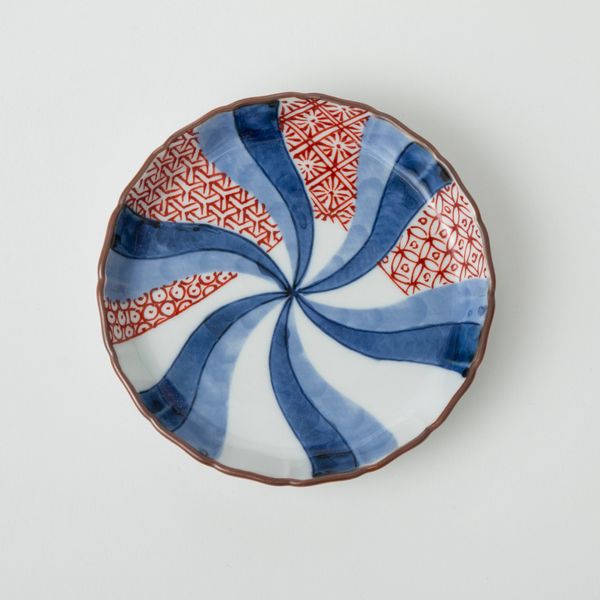 与山窯 桔梗渕4.5寸皿 染錦祥端富士山図