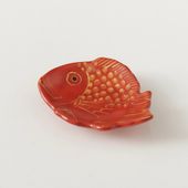 福珠窯 鯛型豆皿 朱塗金彩