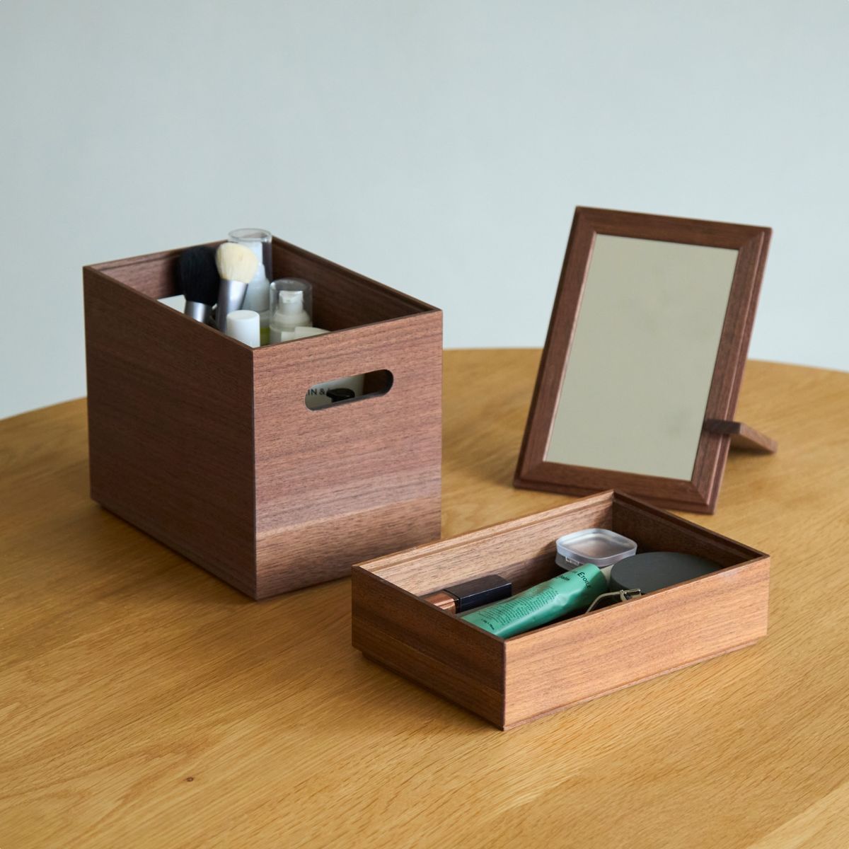 丹野製作所/メイクボックス「まつめ」大・小・鏡付き蓋セット