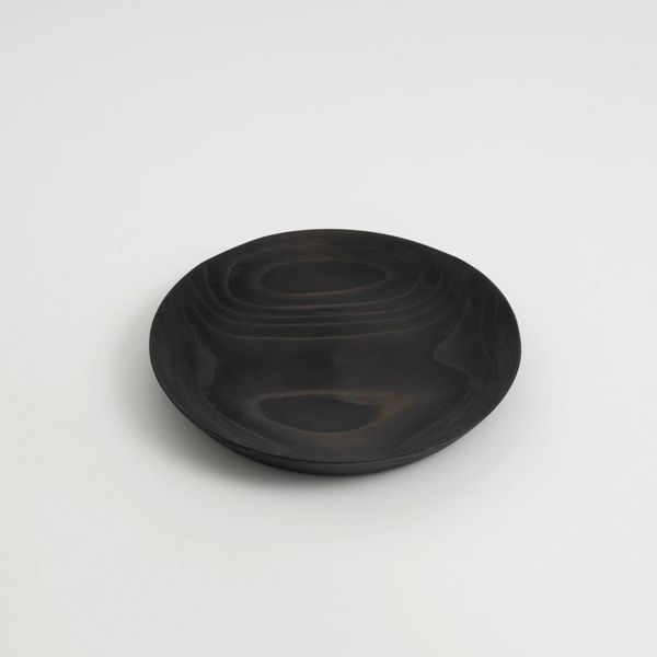 黒色球形器 波状模様 美杉 佐藤木材容器/KACOMI 七寸 黒 -秋田杉で作った驚くほど軽い、ガラス