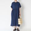 ubasoku/リネンバンドカラー半袖ワンピース
