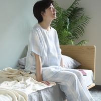 やわらか2重ガーゼパジャマ ブロックチェック レディース