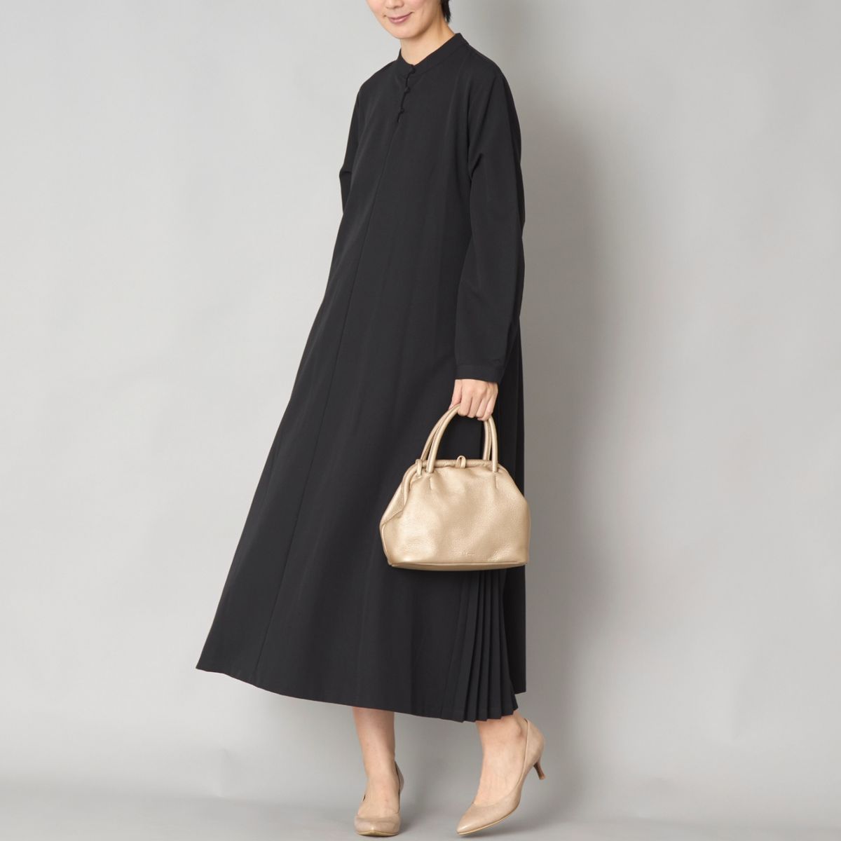 DOVERS/TRツイル サイドプリーツワンピース