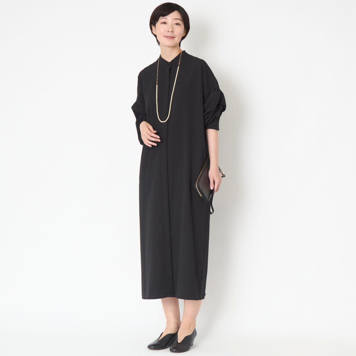 STELLA CIFFON/ウォッシャブルポリエステル前あきワンピース