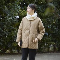 nachukara/ナイロンキルトノーカラージャケット