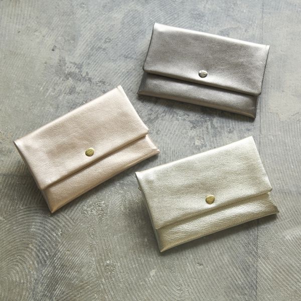 Neutral Gray/ハスキーロングウォレット　メタリックレザー