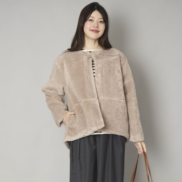 DOVERS/フェイクファーノーカラージャケット -軽くてあたたかい、毛足 DOVERS/フェイクファーノーカラージャケット -軽くてあたたかい、毛足