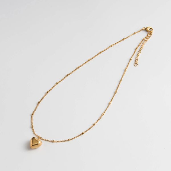 0910/stainless steel heart necklace -長さが調節できる、甘くなり