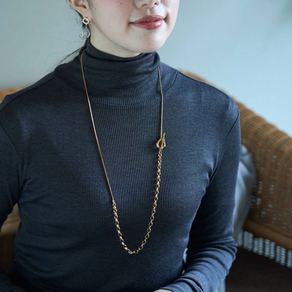 0910/big chain toggle clasp necklace