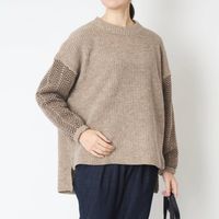 NARU/袖ヘリンボーン畦ニット