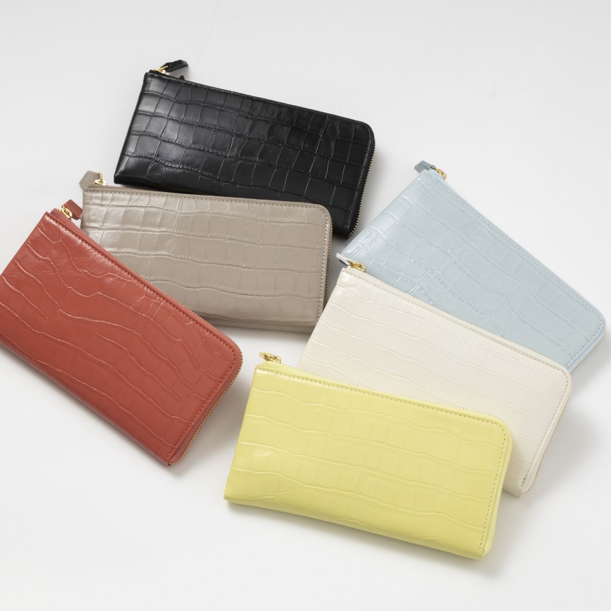 のむのもの/クロコ型押し Lジップ長財布 - 薄くてコンパクトなのに、収納力がたっぷりで使いやすい