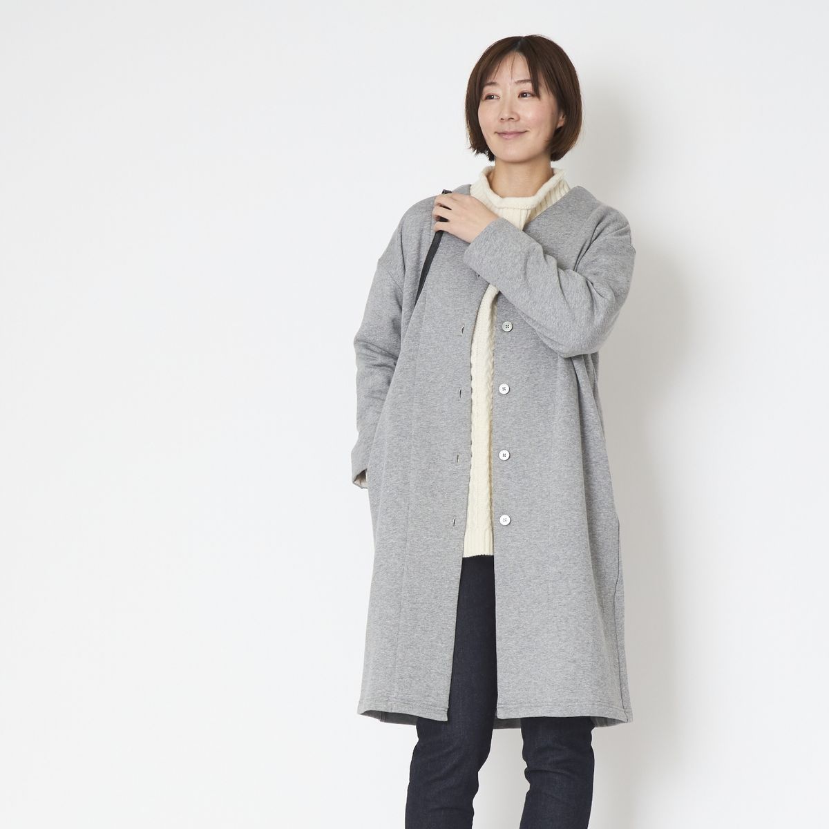 TUTIE./コットン裏毛起毛ロングカーディガン -冬を暖かく過ごせる 